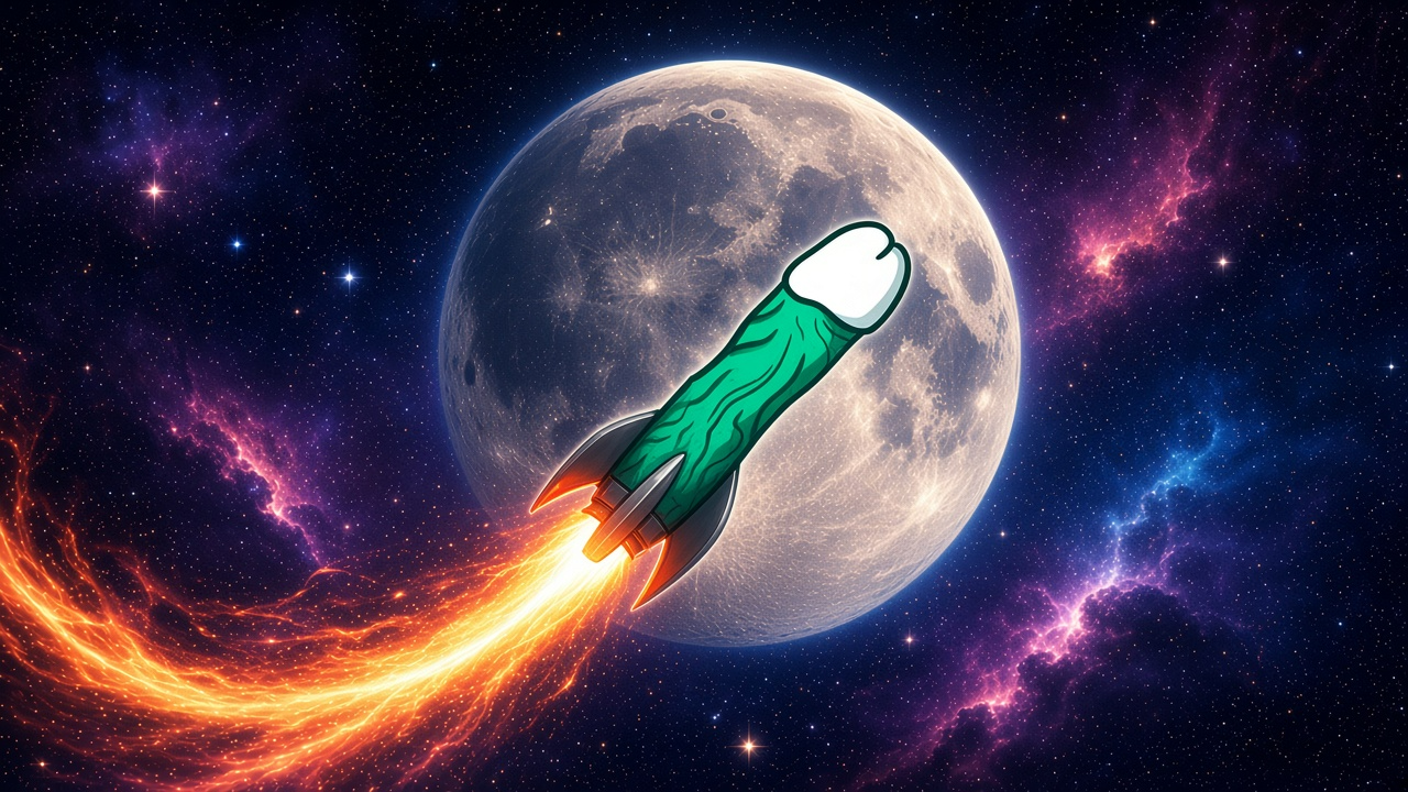 PENIS rocket in front of the moon
